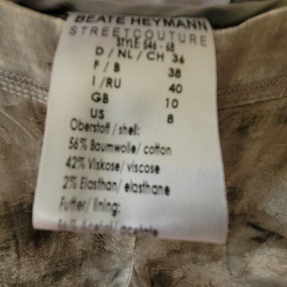 Beate Heymann Street Couture Watercolour Damask Print Jeans EU 38/US 8 - Picture 13 of 14